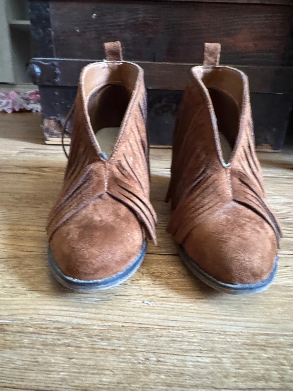 Mata Tan Suede Fringe Ankle Booties